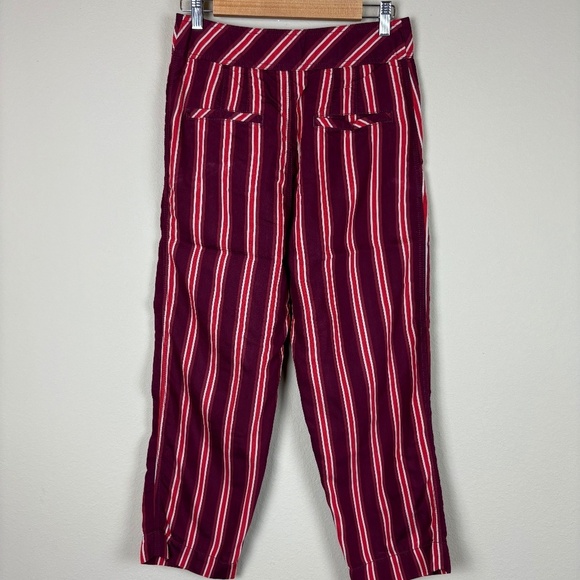 Free People Red/Burgundy/Cream Striped Pants; Size 6 - Picture 5 of 12